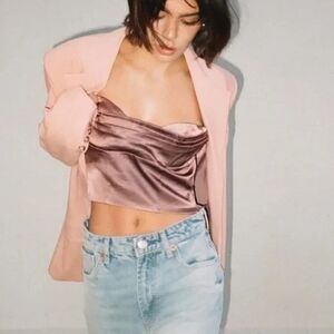 Zara Satin Corset Crop Top - Dusty Rose Taupe
